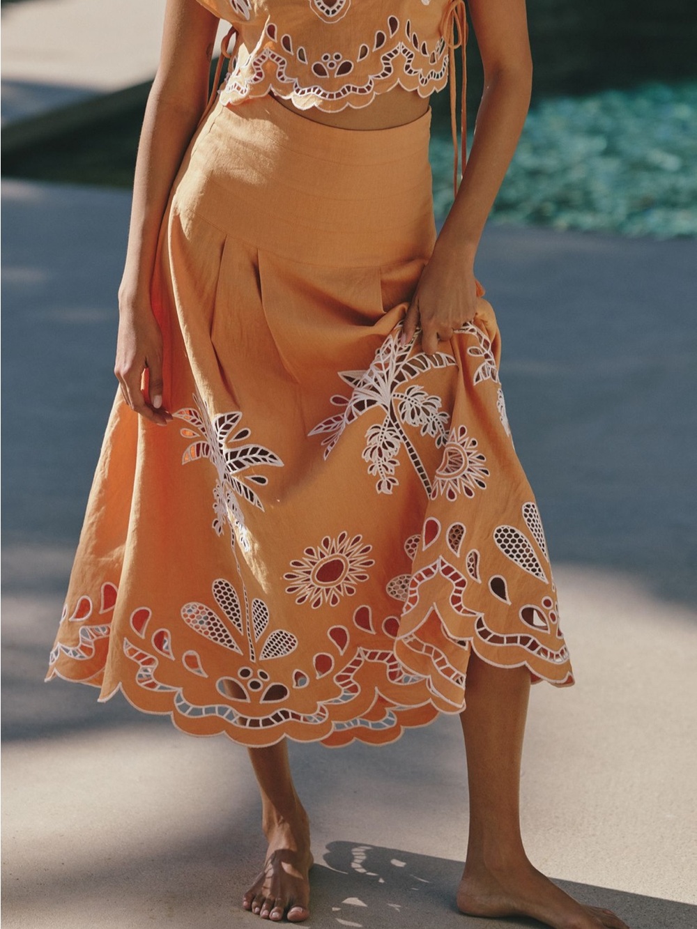 Farm Rio Tropi camel maxi skirt SZ S NWT